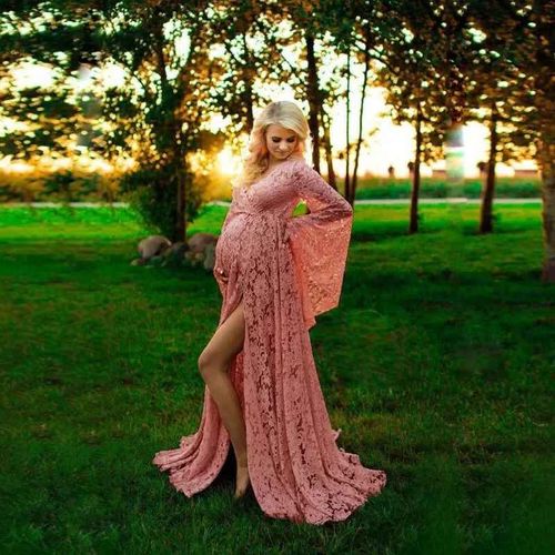 Robe De Grossesse Fendue Sur Le Devant Pour Femme Enceinte,Tenue Maxi En Dentelle,Accessoire De Photographie,Longue,Sexy,Pour Séance Photo,Nouvelle
