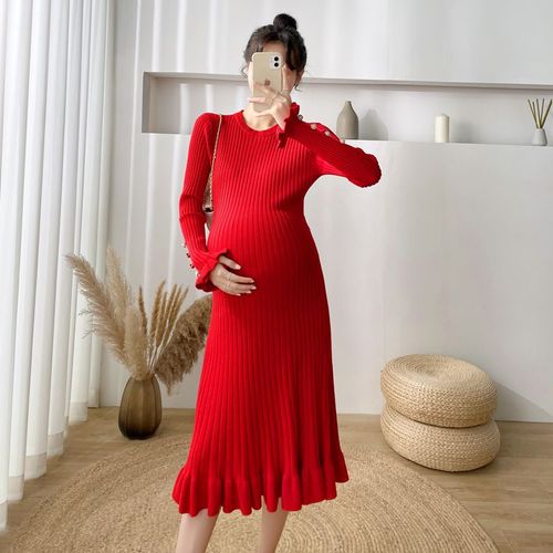 Pulls Longs Pour Femme Enceinte,Vêtement Chic,Élégant,Ligne A,Slim,Grossesse,Automne,Hiver,2305 -