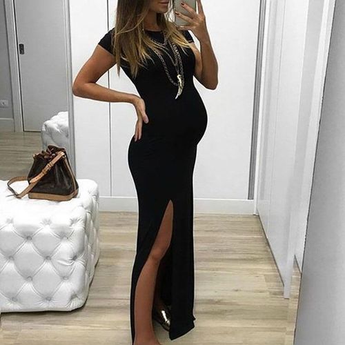Robe Maxi À Manches Courtes Pour Femmes Enceintes,Vêtements D'été,Batterie De Maïs,Fente Latérale,Fête Préchristophe,Vêtements Premama,Solide,2023