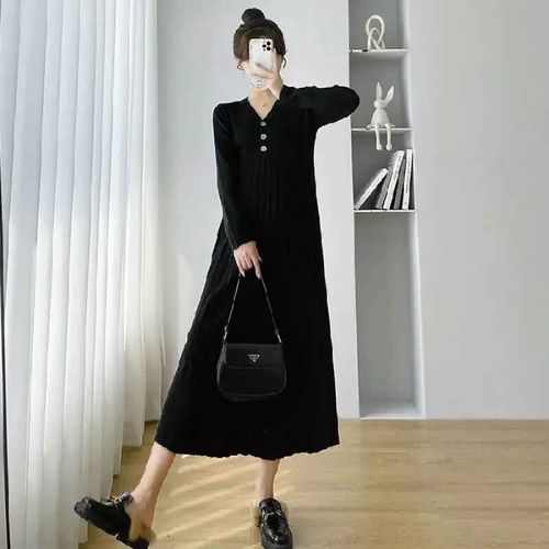 Robe Pull Longue En Tricot Pour Femmes Enceintes,Pulls D'automne Et D'hiver,Vêtements De Grossesse Décontractés,Mode,Nouvelles Robes Plissées