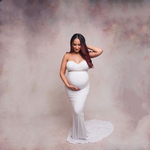 Robe Sirène Longue À Épaules Dénudées Pour Femme Enceinte,Tenue En Jersey Extensible Pour Séance Photo