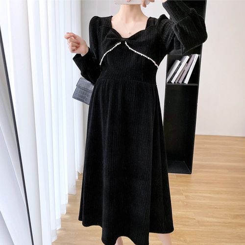 Robe De Maternité À Manches Longues Pour Femmes,Vêtements Chics Pour Femmes Enceintes,Batterie Vintage,Robe De Séance Photo De Grossesse,Automne,Hiver
