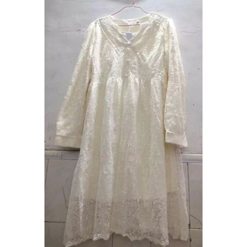 Robe De Soirée En Dentelle Chaude Pour Femme Enceinte,Manches Longues,Col En V,Optique,Chaud,Doux,Automne,Hiver,2024