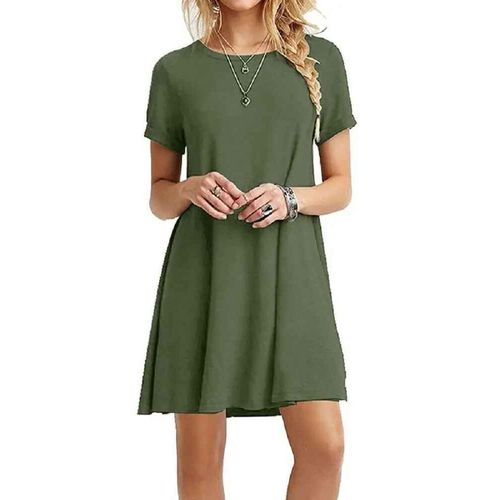 Robe À Manches Courtes Et Col Rond Pour Femme,Tenue Décontractée,Basique,Ligne A,Imprimé Floral,Léopard,Optique Éducative,Été 2024
