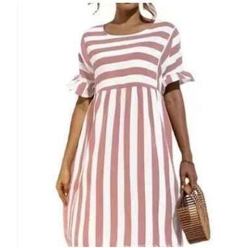 Robe De Plage À Rayures Pour Femmes,Vêtements D'été,Manches À Volants,Mini Robe De Soirée De Grossesse,Robe D'été Éducative