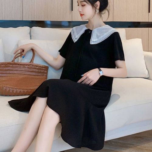 Robe Trapèze À Col En V Pour Femmes Enceintes,Vêtements Minces,Mode Coréenne D'été,Robe De Grossesse,Vêtements Éducatifs