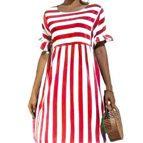 Robe De Plage À Rayures Pour Femmes,Vêtements D'été,Manches À Volants,Mini Robe De Soirée De Grossesse,Robe D'été Éducative