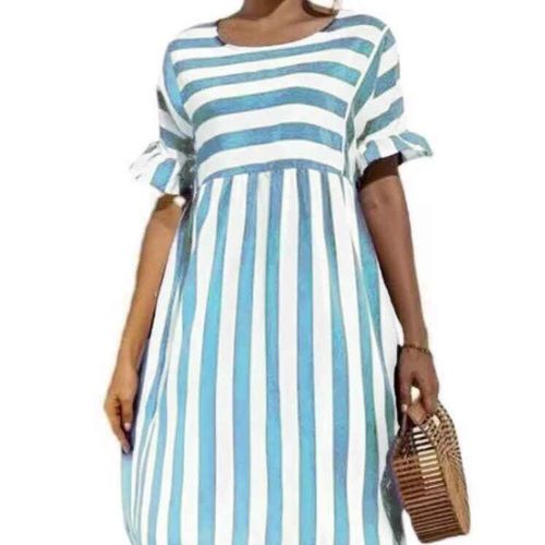 Robe De Plage À Rayures Pour Femmes,Vêtements D'été,Manches À Volants,Mini Robe De Soirée De Grossesse,Robe D'été Éducative