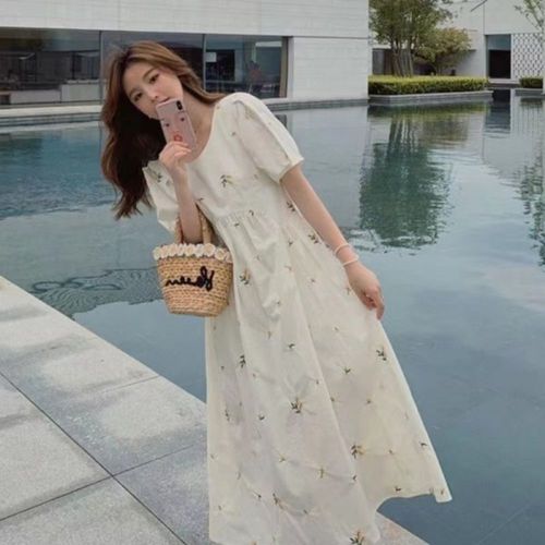 Robe De Grossesse À N?ud Papillon Pour Femmes,Manches Bulles,Mousseline De Soie,Impression De Petites Fleurs,Vêtements Alterclothing,Vêtements Pour Femmes Enceintes