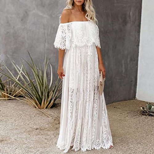 Robe En Dentelle Blanche Pour Séance Photo,Tenue Maxi,Col En V,Pour Ixpréchristophe,Grossesse,Pour Femme Enceinte,Été