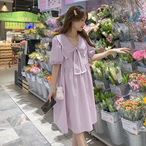 Robe D'été À Grand Revers Pour Femme Enceinte,Vêtement À La Mode,Manches Courtes,Ligne A,Robes De Grossesse,2024