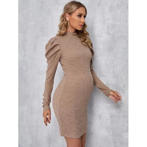 Robe En Tricot À Col Haut Pour Femmes Enceintes,Vêtements De Grossesse À Manches Longues,Vêtements Décontractés D'automne,Costume De Document Solide,