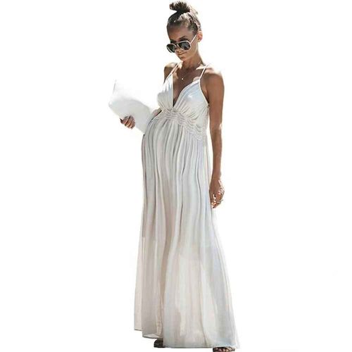 Robe De Grossesse Dos Nu En Dentelle Pour Baby Shower,Robe De Grossesse,Bretelles À Col En V,Bohème,Prise De Vue Photo