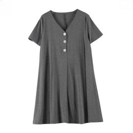 Mn Alterclothes-Robe Mi-Longue À Col En V Pour Femme,Vêtements D'été Décontractés,Version Coréenne À La Mode