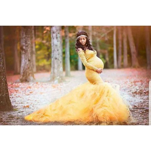 Tenue De Tir De Grossesse En Dentelle Pour Femme,Tenue De Séance Photo À Manches Sulf,Col Cousu,Maille,Jupe Arrière,Une Ligne