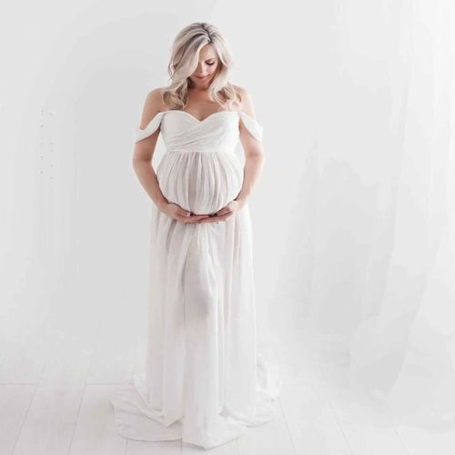 Robe Longue D'été Pour Séance Photo,Tenue De Grossesse À La Mode,Couleur Unie,Pour Document,Pour Femme