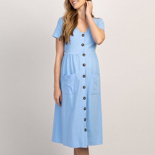 Altervêtements Pour Femmes Enceintes,Robe Décontractée,Sexy,Col En V,Manches 2022,Couleur Unie,Trapèze,Éducatif,Grande Taille,Printemps Été 3/4