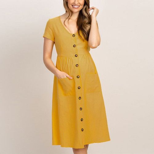Altervêtements Pour Femmes Enceintes,Robe Décontractée,Sexy,Col En V,Manches 2022,Couleur Unie,Trapèze,Éducatif,Grande Taille,Printemps Été 3/4