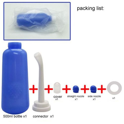 Pulvérisateur de bidet à main portable,2 voies,500ml,bouteille,buse,toilette,nettoyant personnel,siège,hygiène,lavage - Type 500ml blue #A