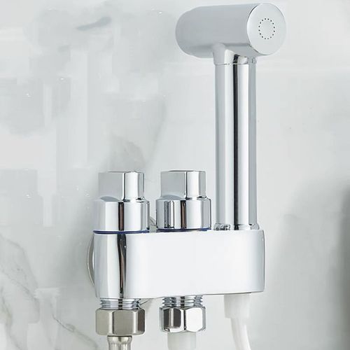 Ensemble de robinets de Bidet de toilette muraux,robinet de Bidet en laiton à Double usage,pulvérisateur de salle de bains,robinet de Bidet gris,pistolet à haute pression gris - Type chrome set