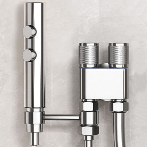 Ensemble de pulvérisateur de bidet de toilette en acier inoxydable,deux modes,odorpulvérisateur,douche,auto-livres,chiffres,touristes,bouton - Type chrome