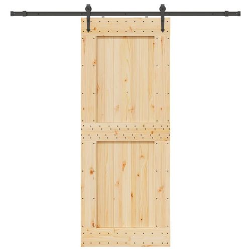 vidaXL Porte coulissante et kit de quincaillerie 90x210 cm pin massif
