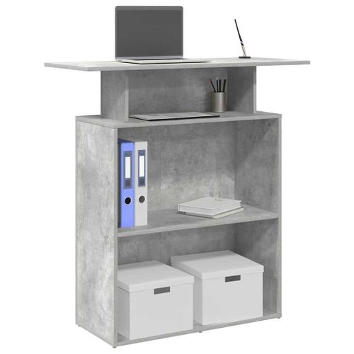 Vidaxl Bureau De Réception Gris Béton 100x40x104 Bois D'ingénierie