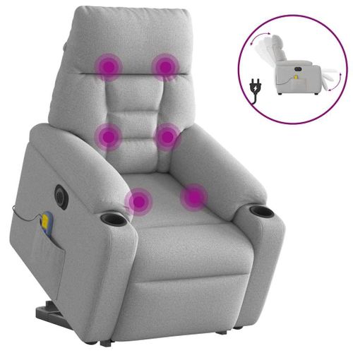 Vidaxl Fauteuil Inclinable De Massage Électrique Gris Nuage Tissu