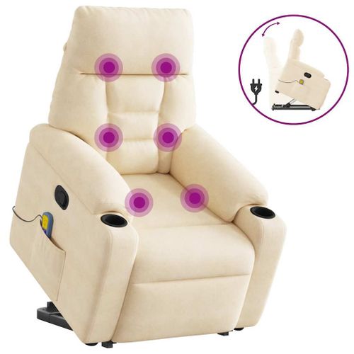 Vidaxl Fauteuil Inclinable De Massage Beige Tissu Microfibre
