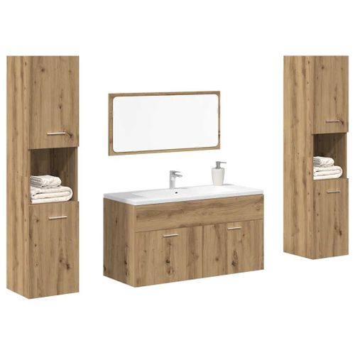 Vidaxl Ensemble De Meubles Salle De Bain 4 Pcs Bois D'ingénierie
