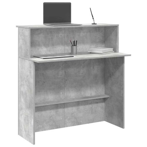 Vidaxl Bureau De Réception Gris Béton 100x50x103,5cm Bois D'ingénierie