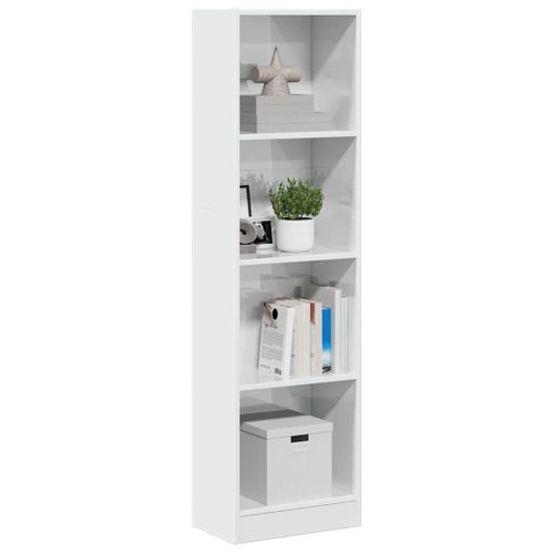 Vidaxl Bibliothèque Blanc Brillant 40x24x143 Cm Bois D'ingénierie