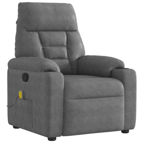 Vidaxl Fauteuil Inclinable De Massage Gris Foncé Tissu Microfibre
