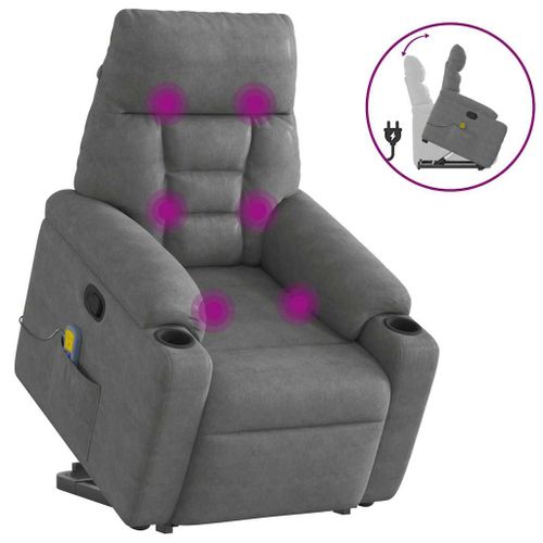 Vidaxl Fauteuil Inclinable De Massage Gris Foncé Tissu Microfibre