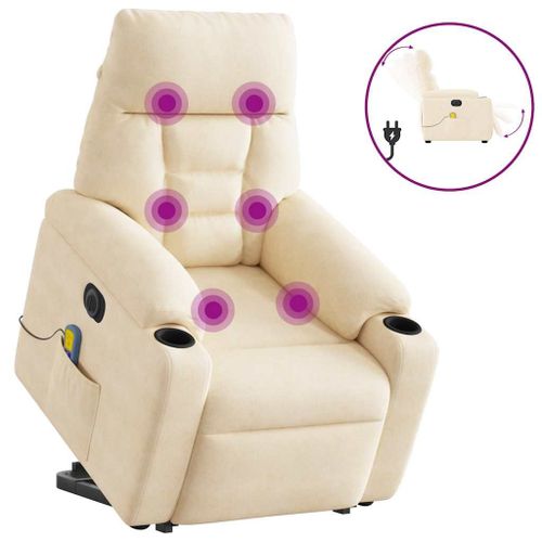 Vidaxl Fauteuil Inclinable De Massage Électrique Beige Microfibres