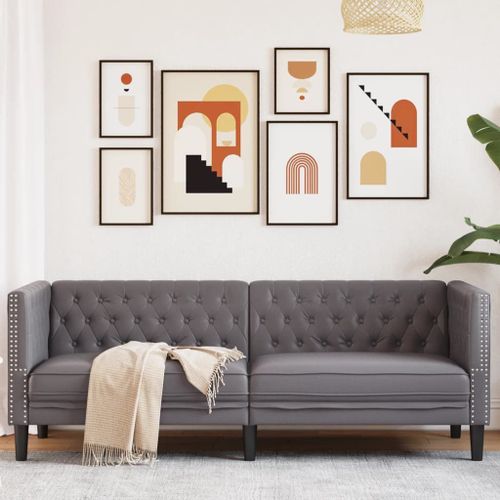 Vidaxl Canapé À 3 Places Chesterfield Gris Similicuir