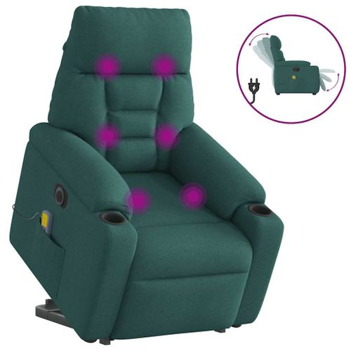 Vidaxl Fauteuil Inclinable De Massage Électrique Vert Foncé Tissu