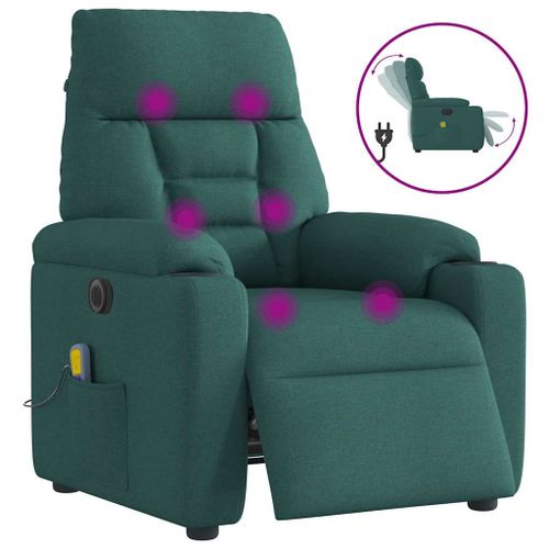Vidaxl Fauteuil De Massage Inclinable Électrique Vert Foncé Tissu