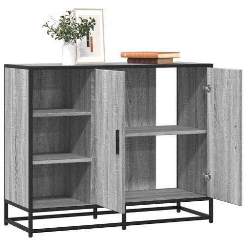 Vidaxl Buffet Sonoma Gris 92x35x76 Cm Bois D'ingénierie