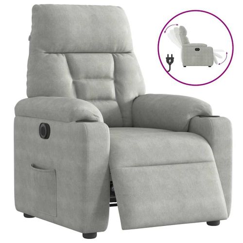 Vidaxl Fauteuil Inclinable Électrique Gris Clair Tissu Microfibre