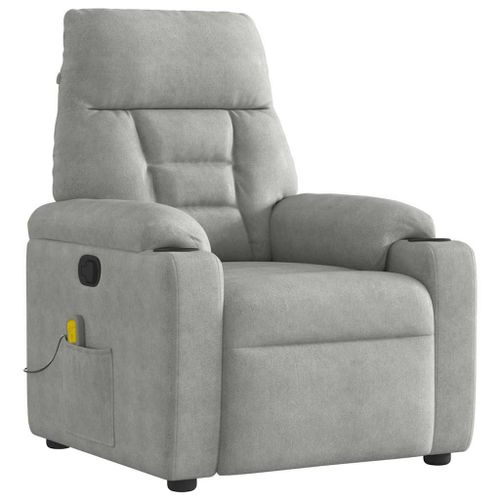 Vidaxl Fauteuil Inclinable De Massage Gris Clair Tissu Microfibre
