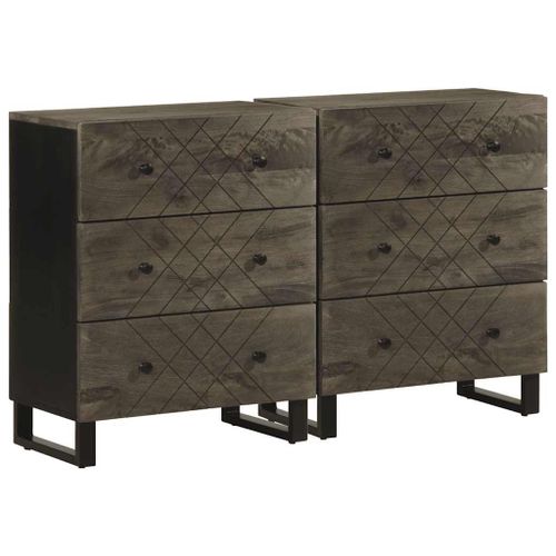 Vidaxl Buffets 2 Pcs Noir 60x33x75 Cm Bois Massif De Manguier