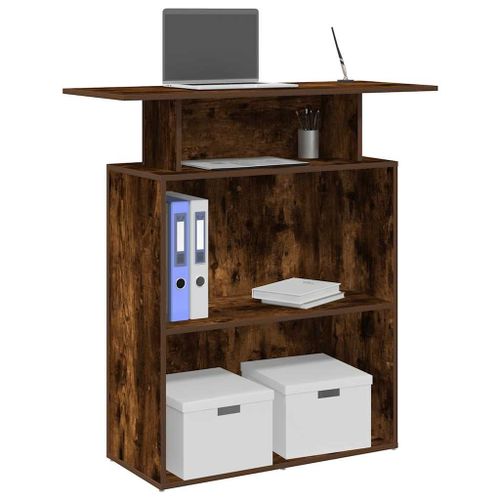 Vidaxl Bureau De Réception Chêne Fumé 100x40x104 Cm Bois D'ingénierie