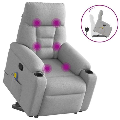 Vidaxl Fauteuil De Massage Inclinable Gris Nuage Tissu