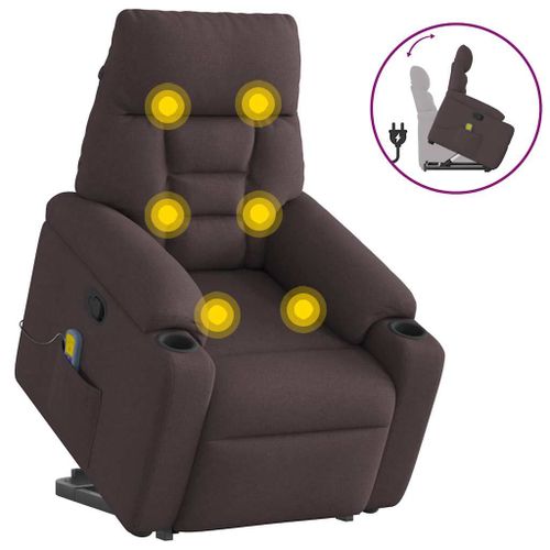 Vidaxl Fauteuil Inclinable De Massage Marron Foncé Tissu