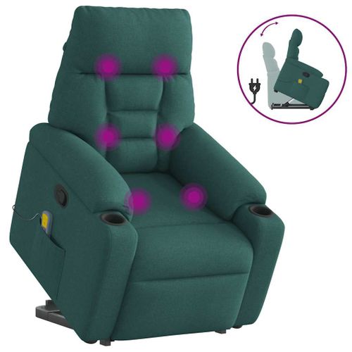 Vidaxl Fauteuil Inclinable De Massage Vert Foncé Tissu