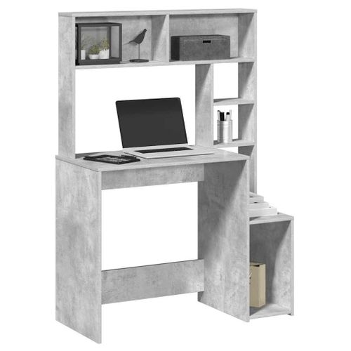 Vidaxl Bureau Avec Étagères Gris Béton 100x45x140 Cm Bois D'ingénierie