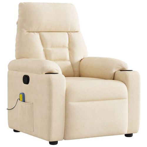 Vidaxl Fauteuil Inclinable De Massage Beige Tissu Microfibre