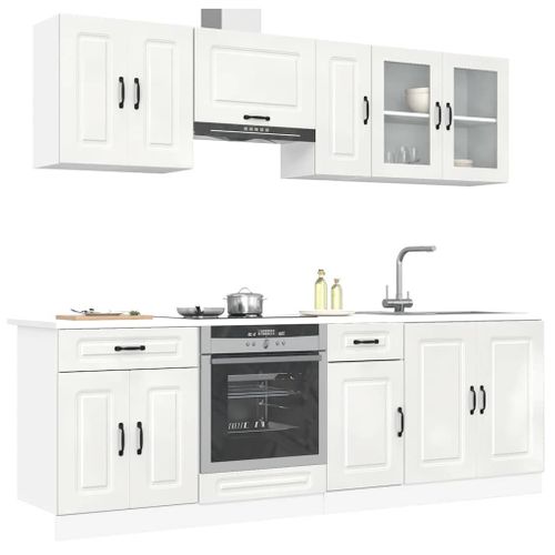 Vidaxl Ensemble D'armoires De Cuisine 8 Pcs Kalmar Blanc Brillant