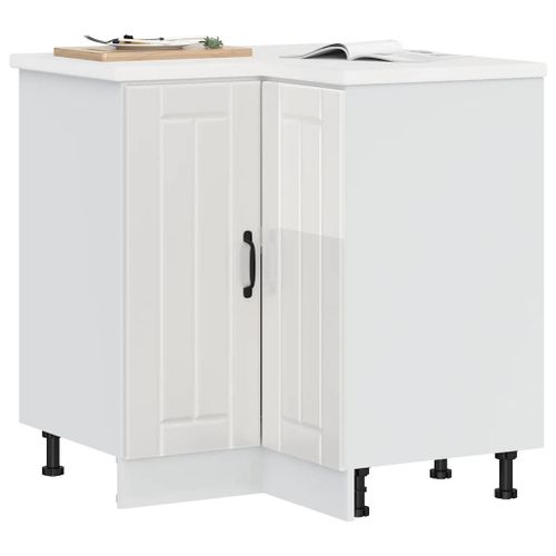 Vidaxl Armoire D'angle De Cuisine Lucca Blanc Brillant Bois Ingénierie